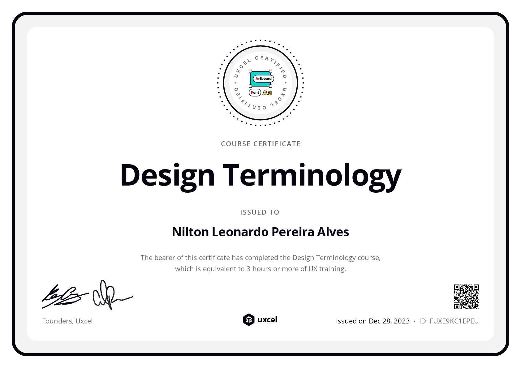 Leonardo Alves's certificate